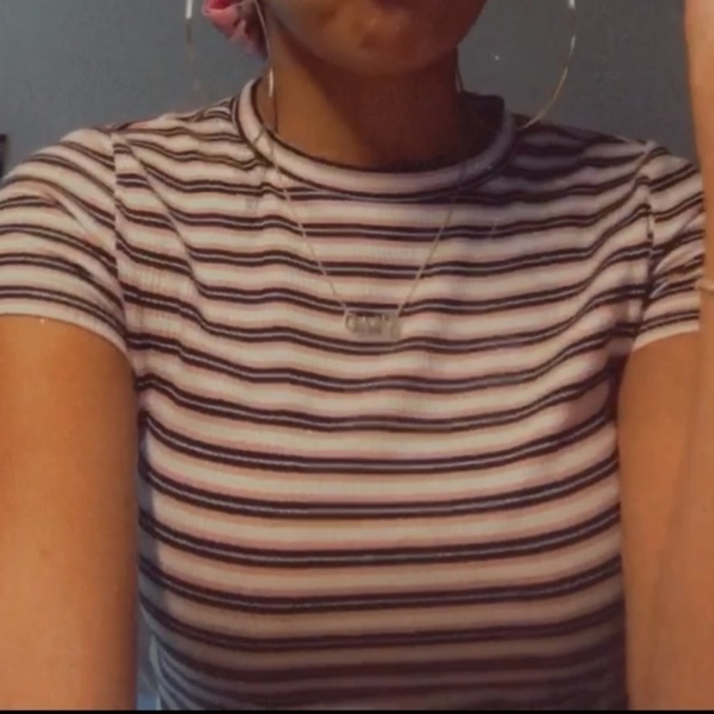 H&M pink striped crop top